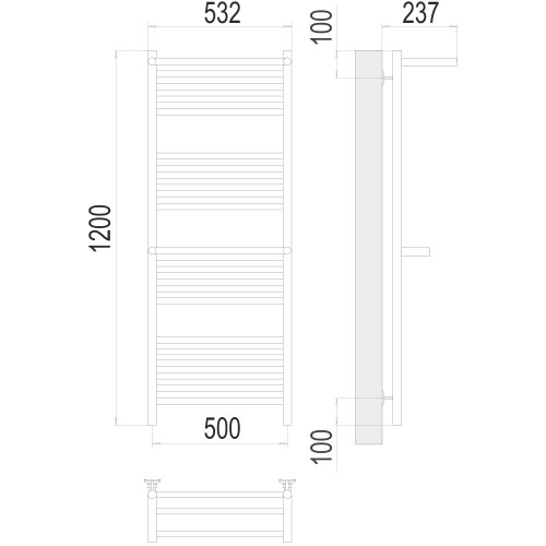Полотенцесушитель TERMINUS Стандарт Аврора c 2-мя/п П22 500х1200 NEW