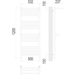Полотенцесушитель TERMINUS Стандарт Аврора c 2-мя/п П22 500х1200 NEW