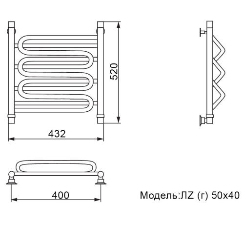 Полотенцесушитель Ника CURVE ЛZ (Г) 50/40