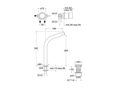 Полный комплект настенного смесителя для раковины CRISTINA SX SX22628