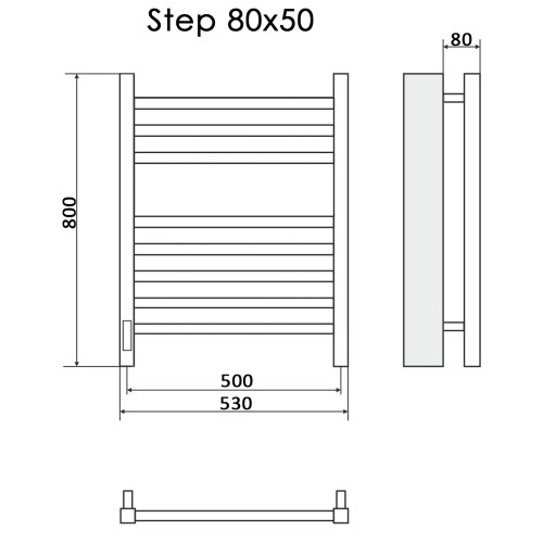 Полотенцесушитель Электрич.кабельный Ника STEP-2 80/50 левый тэн