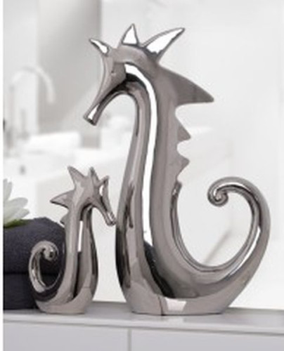 Casablanca, фигурка маленькая керамическая "Морской конек", цвет серебристый