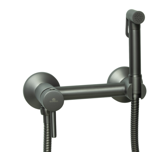 12202-Q Set Смеситель для гиг. душа КРУГ (ГРАФИТ)  GANZER  (10/1шт)