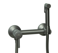 12202-Q Set Смеситель для гиг. душа КРУГ (ГРАФИТ) GANZER (10/1шт)