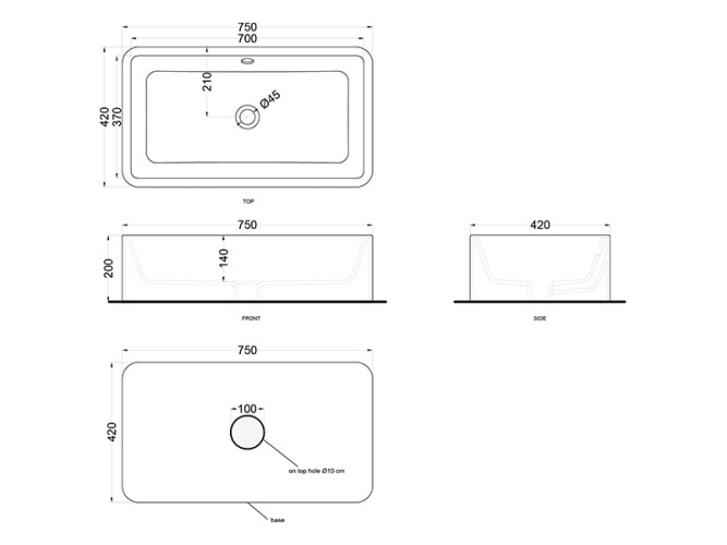 Раковина накладная CIELO SHUI SHLAA7520 PM
