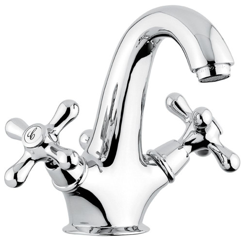 Emmevi Deco Classic, смеситель с донным клапаном для раковины, цвет белый-хром