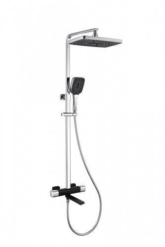 12071-C Душевая система с термостатом (ЧЕРНЫЙ) GANZER (5/1шт)