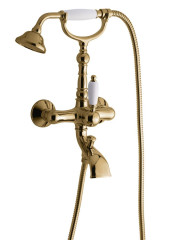 Emmevi Laguna, однорычажный смеситель для ванны (излив 15,7 см), с набором для душа, цвет бронза