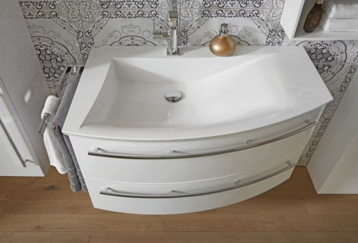 Puris Crescendo, тумба под раковину 900 мм правая, цвет серый структурный