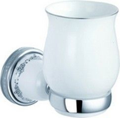 Sanibano Kleo, настенный керамический стакан, цвет хром - белая керамика