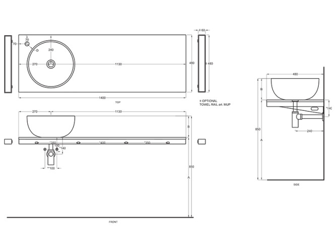 Структура для столешницы CIELO Multiplo MUST140 CM