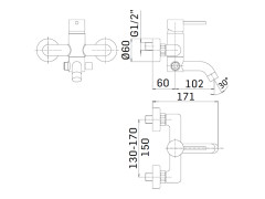 Смеситель для ванны с душевым гарнитуром MAMOLI PICO 1380PG29Z12K