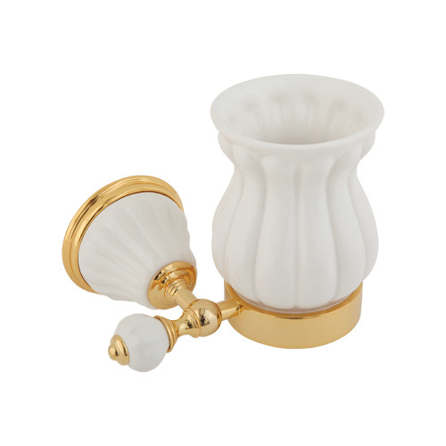 Стакан настенный, керамика белая, золото Migliore Olivia