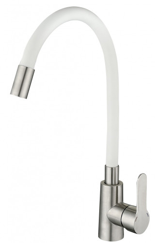 15045-F См-ль од. для кухни НЕРЖ с гиб. изливом (САТ.+БЕЛ.) ViEiR (10/1шт)