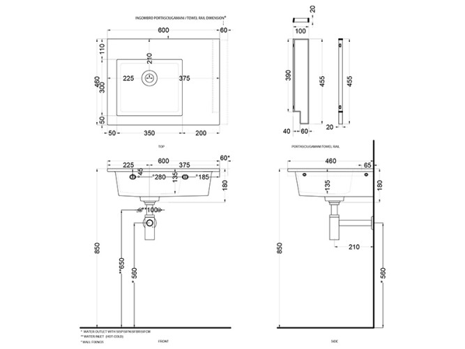 Раковина подвесная CIELO ERA-ECO ERLA60SXSF PM