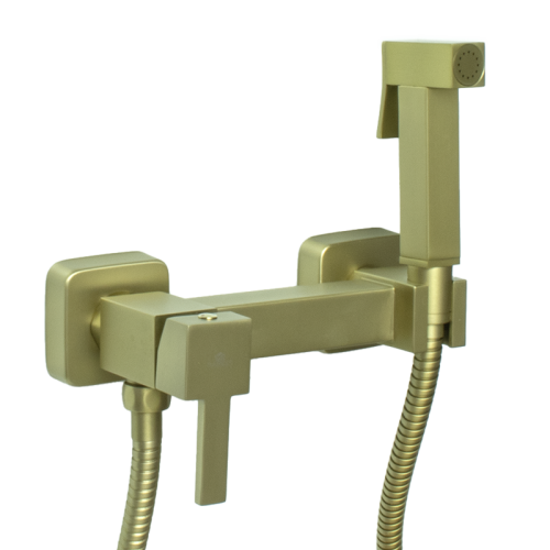 12201-S Set Смеситель для гиг. душа КВАДРАТ (МАТ. ЗОЛОТО)  GANZER  (10/1шт)