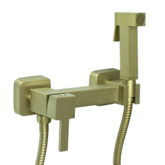 12201-S Set Смеситель для гиг. душа КВАДРАТ (МАТ. ЗОЛОТО) GANZER (10/1шт)