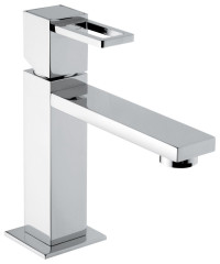 Emmevi Gea, однорычажный смеситель для раковины, ручка со стержнем (излив 12,5 см), с донным клапаном click-clack, цвет хром