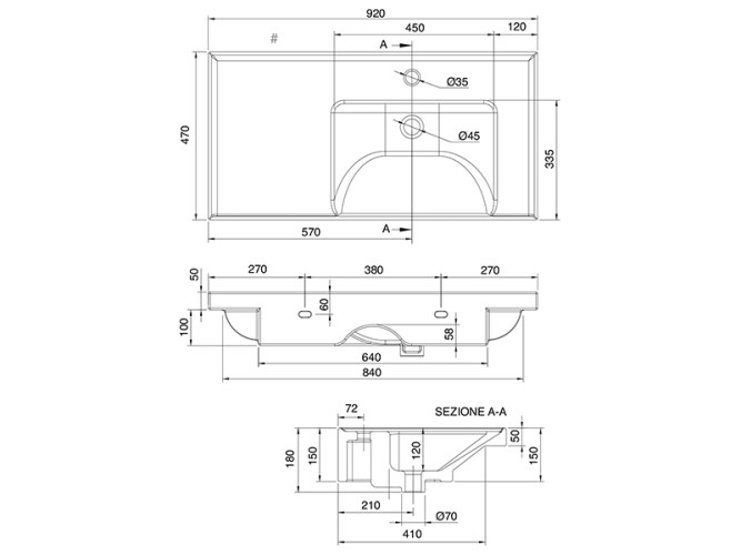 Раковина встраиваемая/подвесная Scarabeo ML 3009