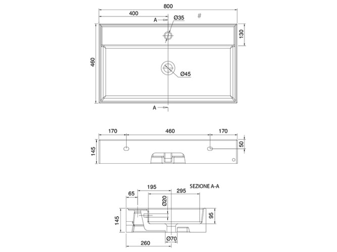 Раковина накладная/ подвесная Scarabeo TEOREMA 2.0 5110/35