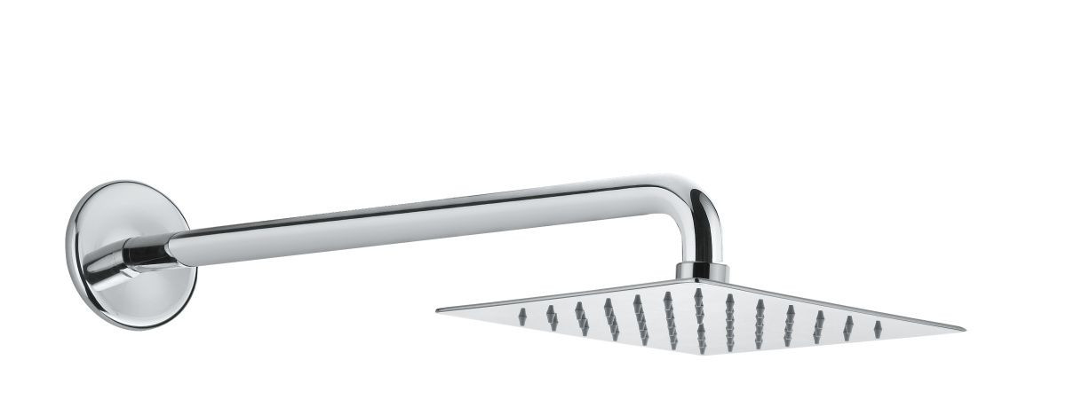 Fiore, квадратный верхний душ 20 см и кронштейн 35 см, цвет белый матовый