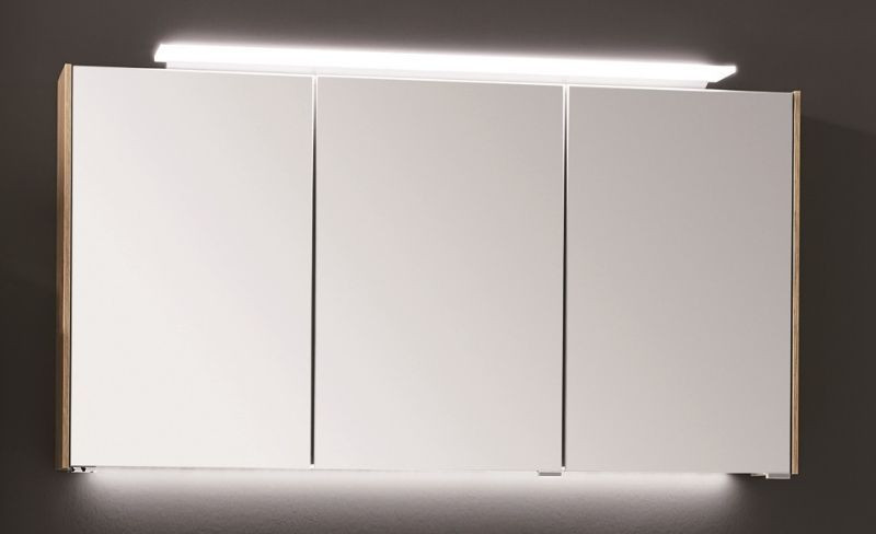 Puris D.Light, зеркальный шкаф с навесной LED подсветкой 1200 мм, цвет дуб натуральный