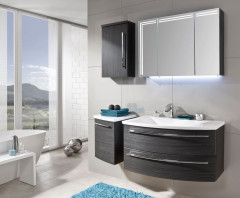 Комплект мебели Puris Crescendo с раковиной из минерального литья, 900 мм правый, цвет антрацит высокоглянцевый