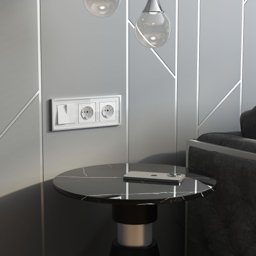 W1171141/ Розетка с заземлением и шторками (белый акрил) W1171141