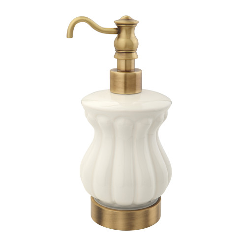 Дозатор жидкого мыла настольный, керамика белая, бронза Migliore Olivia