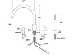 Смеситель для ванны на борт CRISTINA CROSS ROAD CR12477