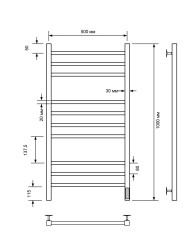 Полотенцесушитель электрический с/т Comfysan Pioli-K EC-10 100/50, хром
