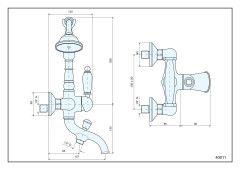 Emmevi Laguna, однорычажный смеситель для ванны (излив 15,7 см), с набором для душа, цвет хром