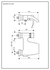 Emmevi Niagara, однорычажный смеситель для ванны с широким изливом, без набора для душа, цвет зачищенный хром