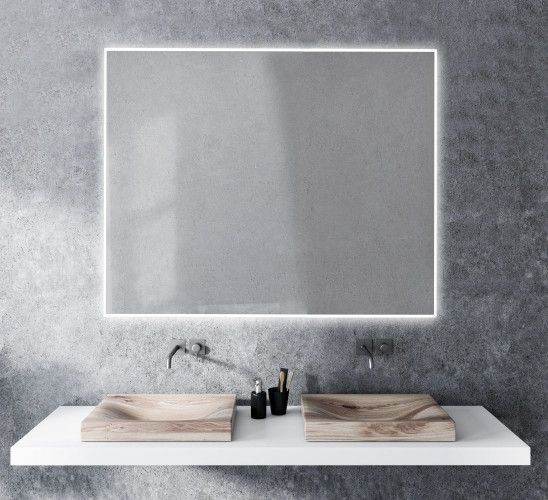 Xpertials Shira, прямоугольное зеркало Led 100х80 см: датчик подсветки с диммером и датчик антизапотевания и увеличительное зеркало