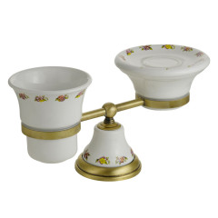 Стакан и мыльница настольные, керамика с декором/бронза Migliore Provance