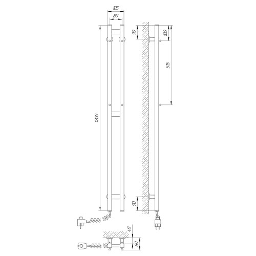 Полотенцесушитель с/т Laris Прайм Дуэт ЧК 80/1200 левый тэн белый 73207361 RU