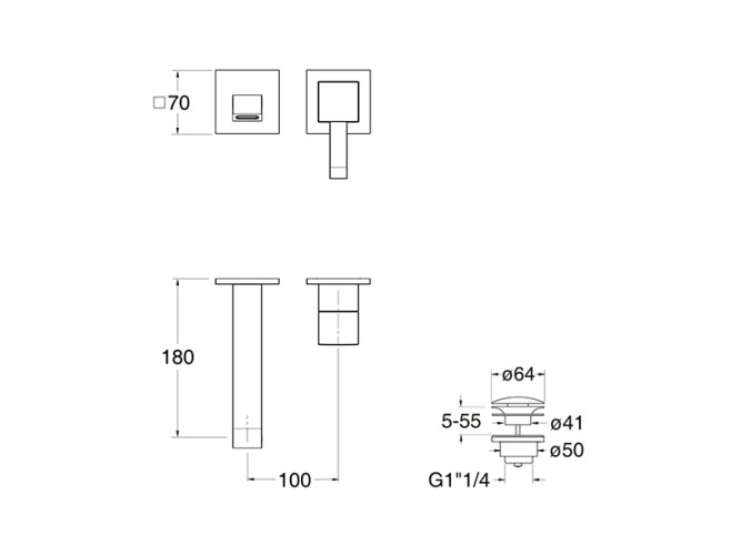 Наружные части смесителя для раковины CRISTINA QUADRI QM25713