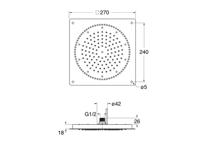 Верхний душ с подсветкой голубого цвета CRISTINA DYNAMO PD02651 03
