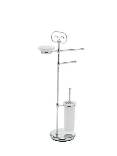 Stil Haus Idra, стойка: мыльница + полотенцедер. + бумагодержатель + ерш, цвет хром - белая керамика
