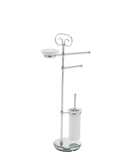 Stil Haus Idra, стойка: мыльница + полотенцедер. + бумагодержатель + ерш, цвет хром - белая керамика