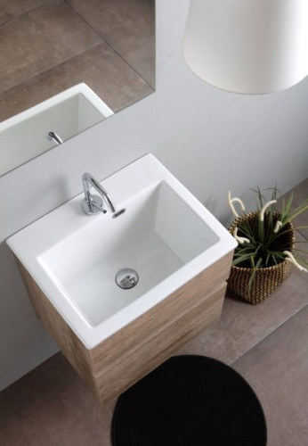 White Ceramic Laveria, тумба 50 см с 1 ящиком под постирочную раковину Rio, цвет натуральный вяз