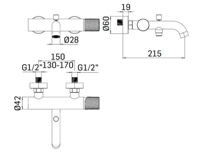 Cмеситель для ванны MAMOLI TUTTODUNPEZZO 171000000021