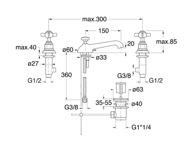 Смеситель для раковины CRISTINA LONDRA LD20351