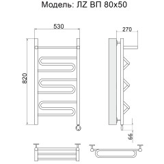 Полотенцесушитель Электрич. Ника CURVE ЛZ ВП 80/50 правый тэн