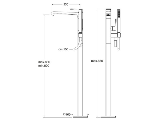 Смеситель для ванны напольный CRISTINA QUADRI S QS18975