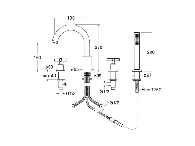 Смеситель на борт ванны CRISTINA EXCLUSIVE EV12651