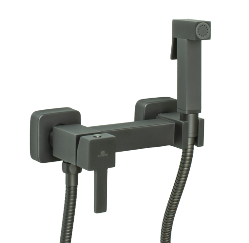 12201-Q Set Смеситель для гиг. душа КВАДРАТ (ГРАФИТ)  GANZER  (10/1шт)