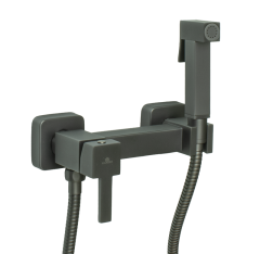 12201-Q Set Смеситель для гиг. душа КВАДРАТ (ГРАФИТ) GANZER (10/1шт)