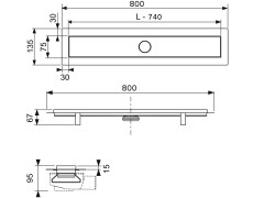 Комплект для монтажа дренажного канала, 80 см TECE TECElinus 15103089