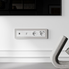 Рамка из поликарбоната на 4 поста Split дымчатый/белый, soft-touch W0043067